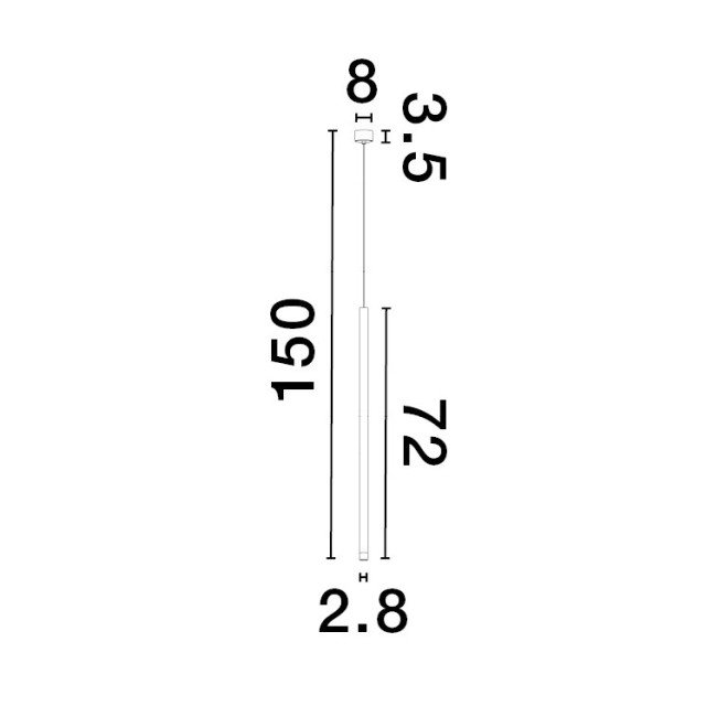 Black Aluminum LED 6 Watt 220-240 Volt 365Lm 3000K IP20 D: 8 H: 150 cm Adjustable Height
