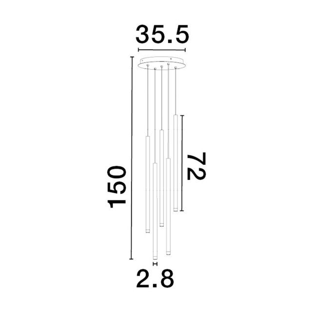 Black AluminumLED 27 Watt 220-240 Volt1312Lm 3000K IP20D: 35.5 H: 150 cm Adjustable height