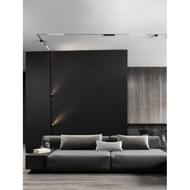 Sandy Black Aluminium Trimless Recessed Mounted Magnetic Profile Max Power 300Watt L: 200 W: 5.4 H: 4.1 cm Cut Out: 2.35 cm