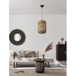 Dried Water Hyacinth Black Fabric Wire & Base LED E27 1x12 Watt 230 Volt IP20 Bulb Excluded D: 27 H1: 42.5 H2: 185 cm 9586507