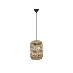 Dried Water Hyacinth Black Fabric Wire & Base LED E27 1x12 Watt 230 Volt IP20 Bulb Excluded D: 27 H1: 42.5 H2: 185 cm 9586507