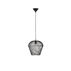 Black Aluminium Black Fabric Wire & Base LED E27 1x12 Watt 230 Volt IP20 Bulb Excluded D: 31.5 H1: 29 H2: 185 cm 9586512