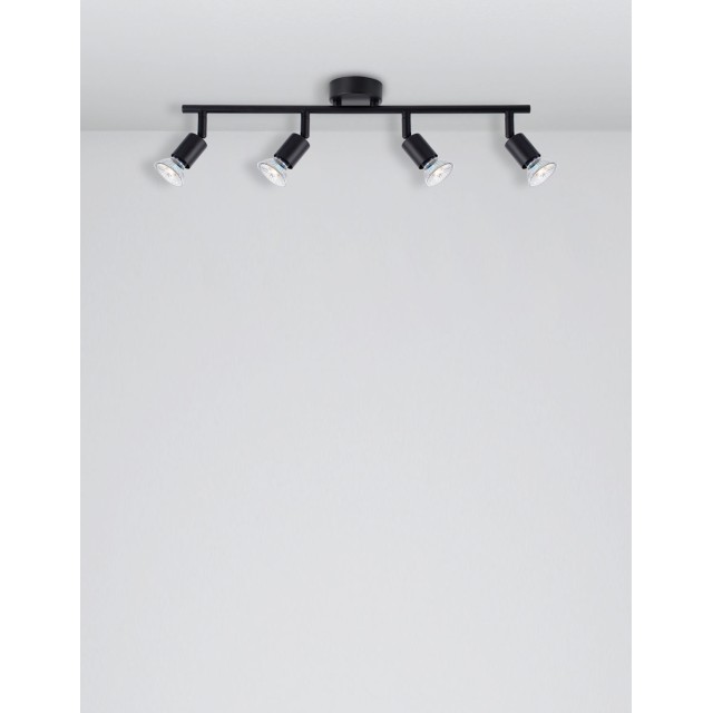 Satin Black Metal LED GU10 4x5 Watt 230 Volt IP20 Bulb Excluded L: 51 W: 8 H: 10.9 cm 960008