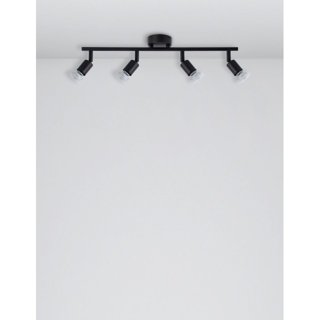 Satin Black Metal LED GU10 4x5 Watt 230 Volt IP20 Bulb Excluded L: 51 W: 8 H: 10.9 cm 960008