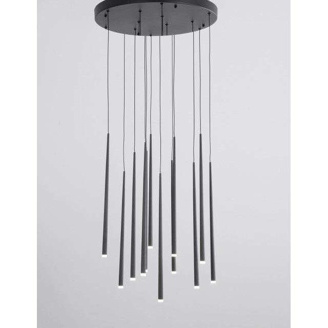 Sandy Black Aluminium & Acrylic LED 12x3 Watt 230 Volt 2280Lm 3000 IP20 D: 50 H1: 51 H2: 230 cm 9601012