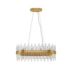 Satin Gold Metal & Clear Crystal (56 pcs) LED G9 10x5 Watt 230 Volt IP20 Bulb Excluded L: 80 W: 36 H: 120 cm 9695217