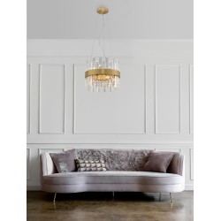 Satin Gold Metal Clear Crystal (30 pcs) LED G9 5x5 Watt 230 Volt IP20 Bulb Excluded D: 35 H: 120 cm 9695219