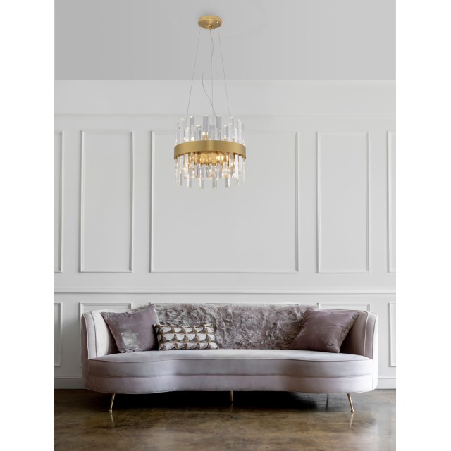 Satin Gold Metal Clear Crystal (30 pcs) LED G9 5x5 Watt 230 Volt IP20 Bulb Excluded D: 35 H: 120 cm 9695219