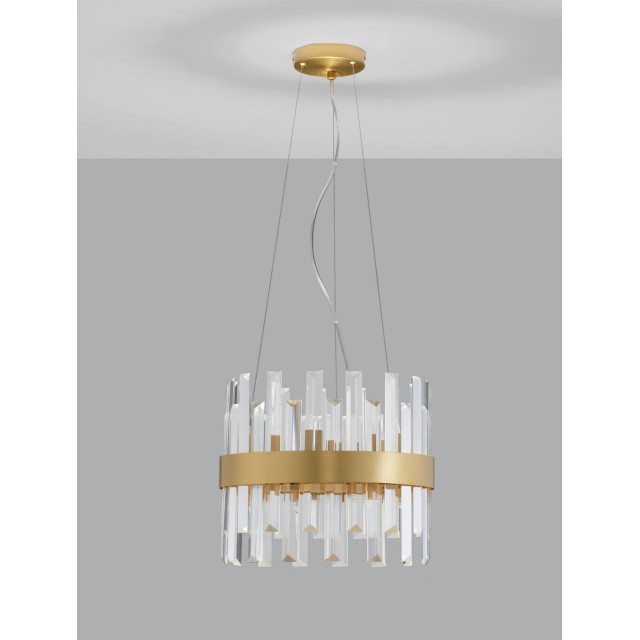 Satin Gold Metal Clear Crystal (30 pcs) LED G9 5x5 Watt 230 Volt IP20 Bulb Excluded D: 35 H: 120 cm 9695219