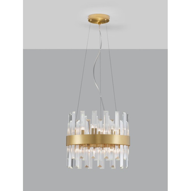 Satin Gold Metal Clear Crystal (30 pcs) LED G9 5x5 Watt 230 Volt IP20 Bulb Excluded D: 35 H: 120 cm 9695219