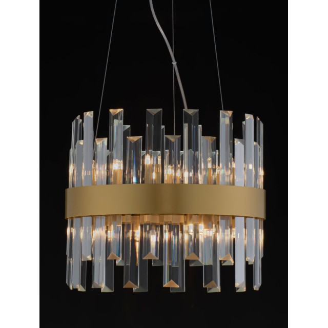 Satin Gold Metal Clear Crystal (30 pcs) LED G9 5x5 Watt 230 Volt IP20 Bulb Excluded D: 35 H: 120 cm 9695219