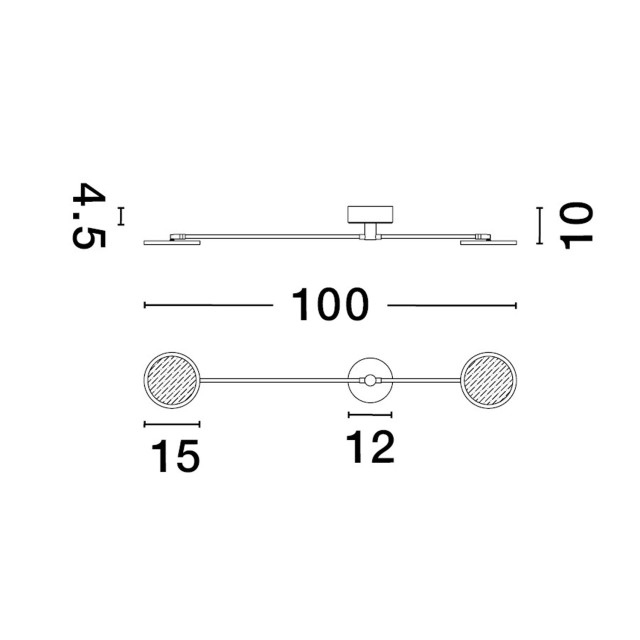 Black Metal& Acrylic LED 19 Watt 230 Volt 2494Lm 3000K IP20 L: 100 W: 10 H: 120 cm Rotatable