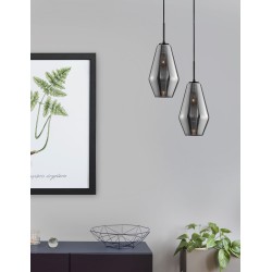 Chrome Glass Black Metal Black Fabric Wire LED LED E27 1x12 Watt 230 Volt IP20 Bulb Excluded D: 17 H1: 28.5 H2: 120 cm 9724101