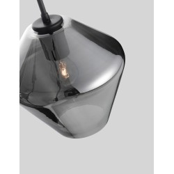 Chrome Glass Black Metal Black Fabric Wire LED LED E27 1x12 Watt 230 Volt IP20 Bulb Excluded D: 23 H1: 22 H2: 120 cm 9724102
