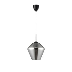 Chrome Glass Black Metal Black Fabric Wire LED LED E27 1x12 Watt 230 Volt IP20 Bulb Excluded D: 23 H1: 22 H2: 120 cm 9724102