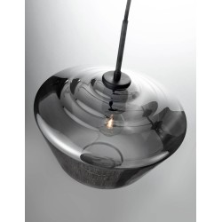 Chrome Glass Black Metal Black Fabric Wire LED LED E27 1x12 Watt 230 Volt IP20 Bulb Excluded D: 30 H1: 21.8 H2: 120 cm 9724141