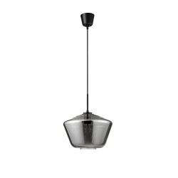 Chrome Glass Black Metal Black Fabric Wire LED LED E27 1x12 Watt 230 Volt IP20 Bulb Excluded D: 30 H1: 21.8 H2: 120 cm 9724141