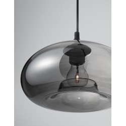 Chrome Glass Black Metal Black Fabric Wire LED LED E27 1x12 Watt 230 Volt IP20 Bulb Excluded D: 28 H1: 14 H2: 120 cm 9726482