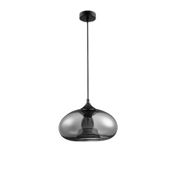 Chrome Glass Black Metal Black Fabric Wire LED LED E27 1x12 Watt 230 Volt IP20 Bulb Excluded D: 28 H1: 14 H2: 120 cm 9726482