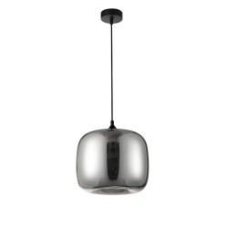 Chrome Glass Black Metal Black Fabric Wire LED LED E27 1x12 Watt 230 Volt IP20 Bulb Excluded D: 28 H1: 23 H2: 120 cm 9726483