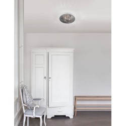 Smoke Chrome Glass White Metal LED LED E27 2x12 Watt 230 Volt IP44 Bulb Excluded D: 30 H: 12 cm 9738254