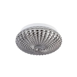 Smoke Chrome Glass White Metal LED LED E27 2x12 Watt 230 Volt IP44 Bulb Excluded D: 30 H: 12 cm 9738254