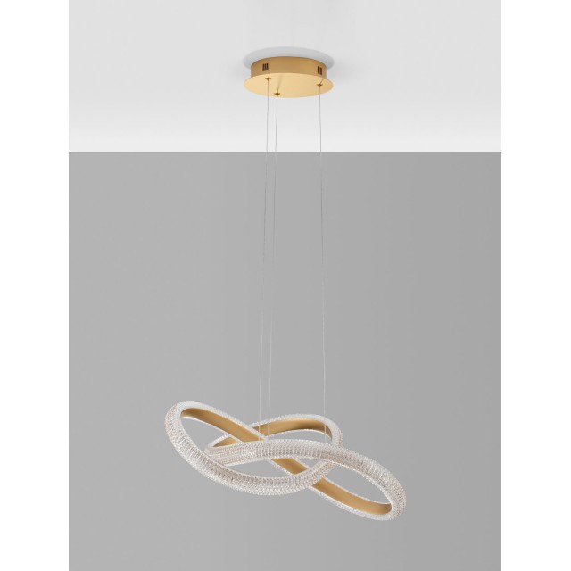 Brass Gold Aluminiun & Acrylic LED 42 Watt 230 Volt 3400Lm 3000K IP20 D: 75.5 H: 120 cm 9748155