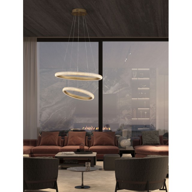 Brass Gold Aluminiun & Acrylic LED 41.5 Watt 230 Volt 3500Lm 3000K IP20 D1: 36.5 D2: 59 H: 120 cm 9748156