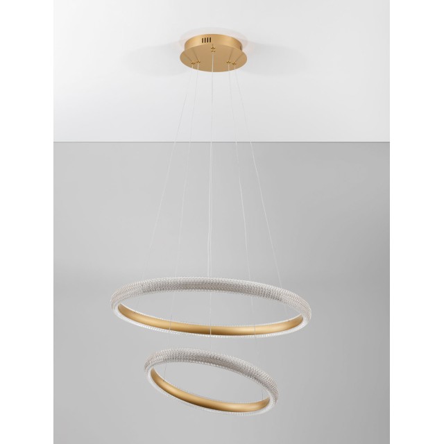 Brass Gold Aluminiun & Acrylic LED 41.5 Watt 230 Volt 3500Lm 3000K IP20 D1: 36.5 D2: 59 H: 120 cm 9748156