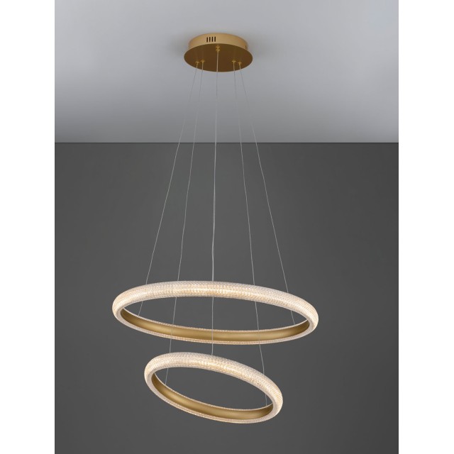 Brass Gold Aluminiun & Acrylic LED 41.5 Watt 230 Volt 3500Lm 3000K IP20 D1: 36.5 D2: 59 H: 120 cm 9748156