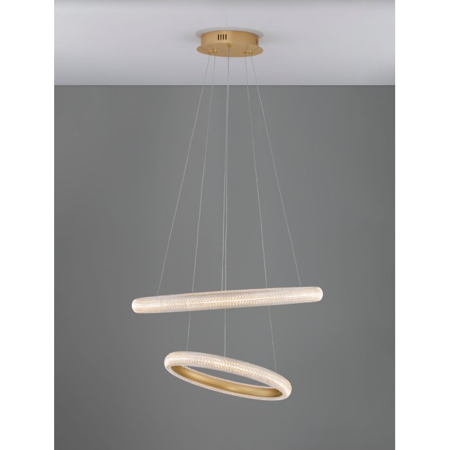 Brass Gold Aluminiun & Acrylic LED 41.5 Watt 230 Volt 3500Lm 3000K IP20 D1: 36.5 D2: 59 H: 120 cm 9748156