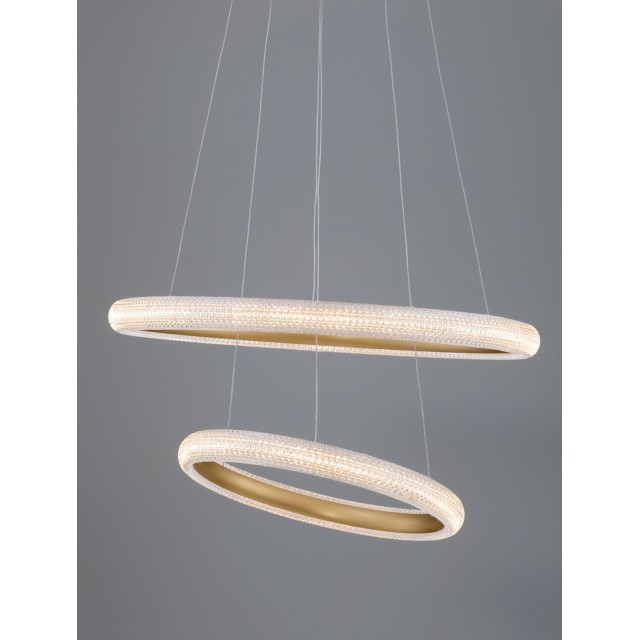 Brass Gold Aluminiun & Acrylic LED 41.5 Watt 230 Volt 3500Lm 3000K IP20 D1: 36.5 D2: 59 H: 120 cm 9748156
