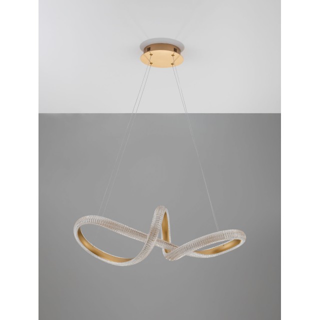 Brass Gold Aluminiun & Acrylic LED 42 Watt 230 Volt 3400Lm 3000K IP20 D: 75.5 H: 120 cm 9748157