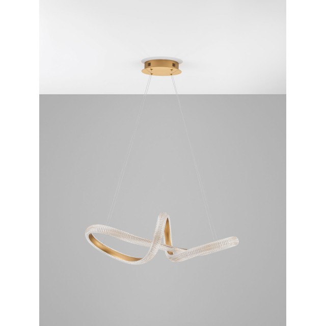 Brass Gold Aluminiun & Acrylic LED 42 Watt 230 Volt 3400Lm 3000K IP20 D: 75.5 H: 120 cm 9748157