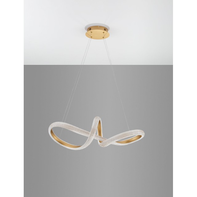 Brass Gold Aluminiun & Acrylic LED 42 Watt 230 Volt 3400Lm 3000K IP20 D: 75.5 H: 120 cm 9748157