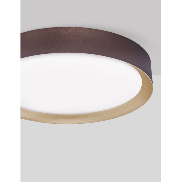 Coffee Brown Aluminium Matt White Acrylic Diffuser LED 47 Watt 230 Volt 3525Lm 3000 IP20 D: 55 H: 8.5 cm 9818451