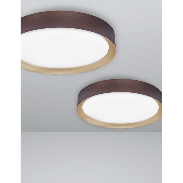 Coffee Brown Aluminium Matt White Acrylic Diffuser LED 47 Watt 230 Volt 3525Lm 3000 IP20 D: 55 H: 8.5 cm 9818451