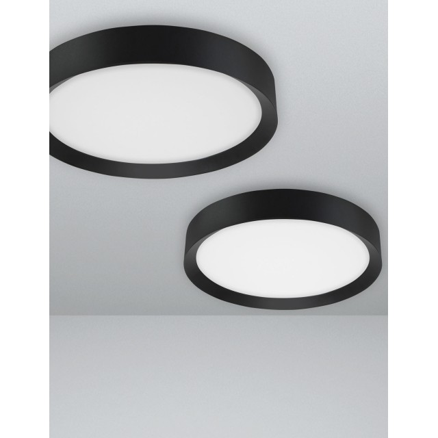 Sandy Black Aluminium Matt White Acrylic Diffuser LED 47 Watt 230 Volt 3525Lm 3000 IP20 D: 55 H: 8.5 cm 9818452