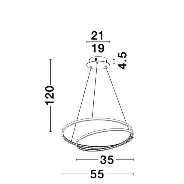 Dimmable Sandy Black Aluminium & Acrylic LED 25 Watt 230 Volt 1900Lm 3000 IP20 D1: 55 D2: 35 H: 120 cm 9818511