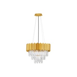 Gold Aluminum & Crystal LED E14 6x5 Watt 230 Volt IP20 Bulb Excluded D: 50 H: 120 cm Adjustable height
