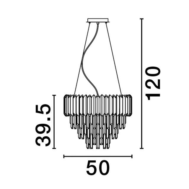 Gold Aluminum & Crystal LED E14 6x5 Watt 230 Volt IP20 Bulb Excluded D: 50 H: 120 cm Adjustable height