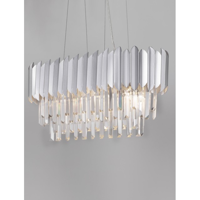 Chrome Aluminum & Crystal LED E14 5x5 Watt 230 Volt IP20 Bulb Excluded L: 70 W: 25 H: 120 cm Adjustable Height
