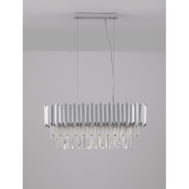 Chrome Aluminum & Crystal LED E14 5x5 Watt 230 Volt IP20 Bulb Excluded L: 70 W: 25 H: 120 cm Adjustable Height