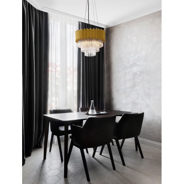 Gold Aluminum & Crystal (96 pcs) LED E14 5x5 Watt 230 Volt IP20 Bulb Excluded D: 39 H1: 35 H2: 120 cm Adjustable Height
