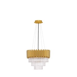 Gold Aluminum & Crystal (96 pcs) LED E14 5x5 Watt 230 Volt IP20 Bulb Excluded D: 39 H1: 35 H2: 120 cm Adjustable Height
