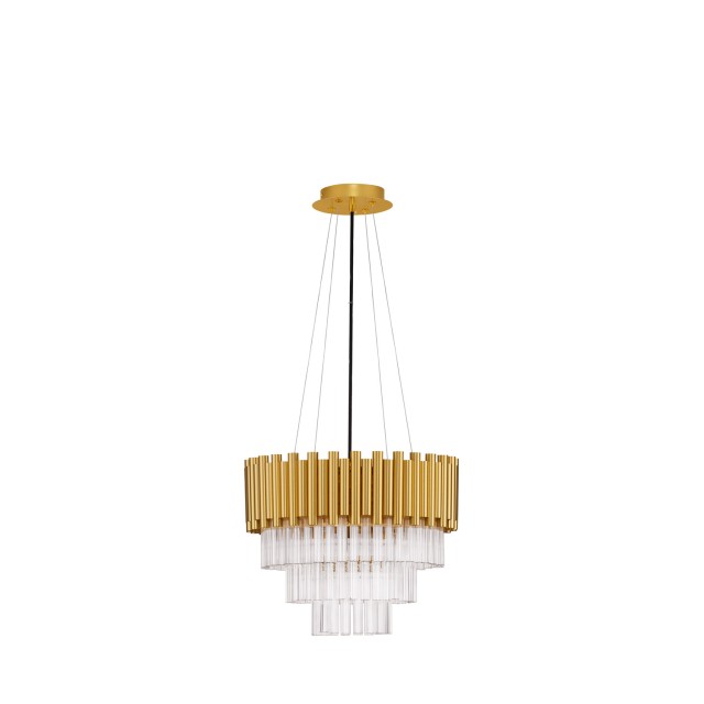 Gold Aluminum & Crystal (96 pcs) LED E14 5x5 Watt 230 Volt IP20 Bulb Excluded D: 39 H1: 35 H2: 120 cm Adjustable Height