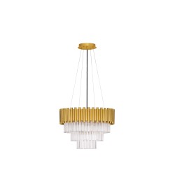 Gold Aluminum & Crystal (120 pcs)LED E14 6x5 Watt 230 VoltIP20 Bulb ExcludedD: 50 H1: 35 H2: 120 cm Adjustable Height