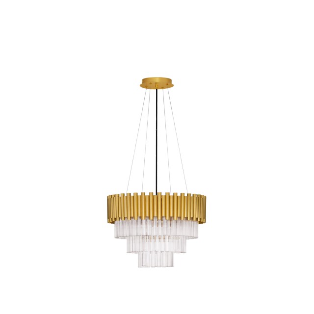 Gold Aluminum & Crystal (120 pcs)LED E14 6x5 Watt 230 VoltIP20 Bulb ExcludedD: 50 H1: 35 H2: 120 cm Adjustable Height