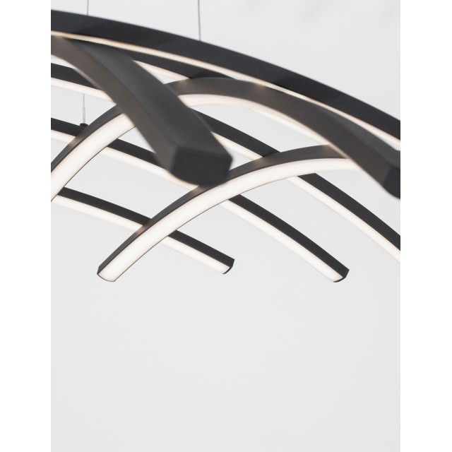 Dimmable Sandy Black Aluminium & Acrylic LED 83 Watt 230 Volt 4000Lm 3000 IP20 D : 81 W: 81 H: 150 cm 9848138