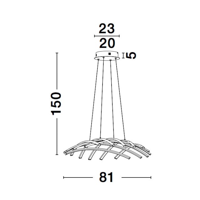 Dimmable Sandy Black Aluminium & Acrylic LED 83 Watt 230 Volt 4000Lm 3000 IP20 D : 81 W: 81 H: 150 cm 9848138